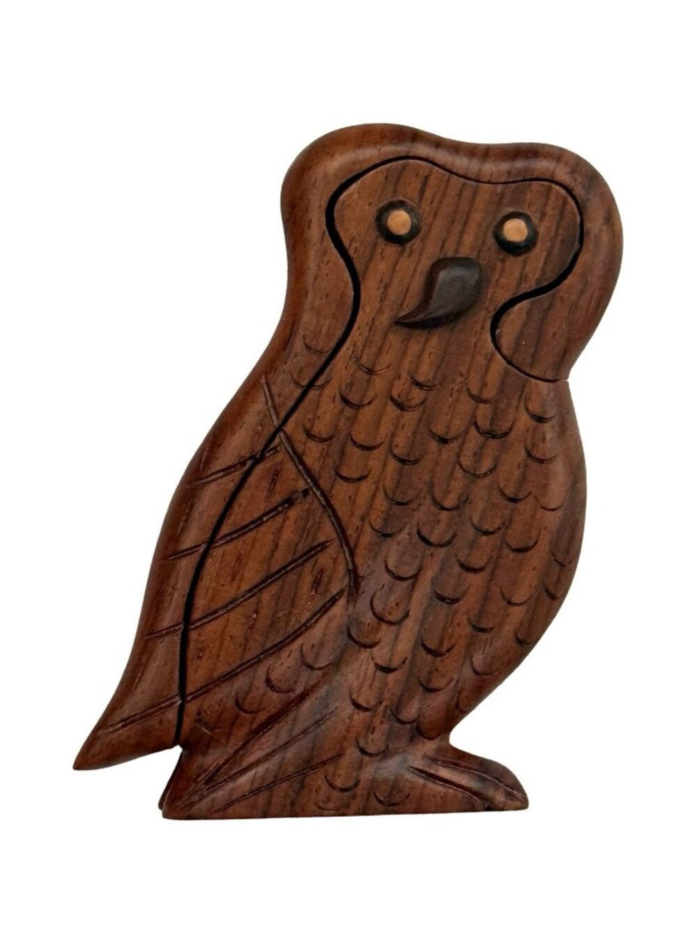 Wood Owl Puzzle Box Unique Decorative Vintage Gift